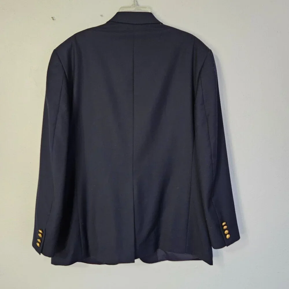 Lauren Ralph Lauren Mens Classic 100% Wool Navy Blazer With Gold Buttons SZ 46R